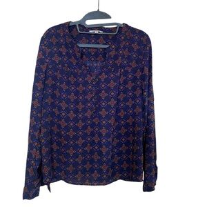 Skies are Blue York Tile Print Roll Top Blouse SP